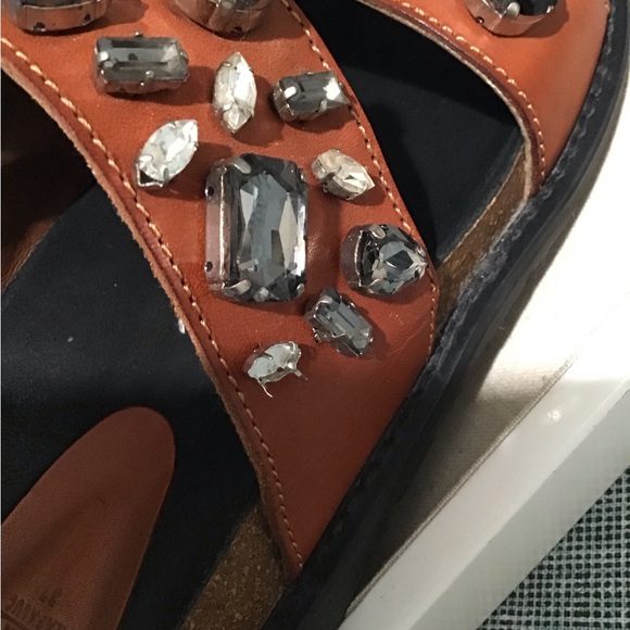 ZARA TRAFALUC LEATHER  Rhinestone Sandals Size37 is 61/2 Very Beautiful.See Pics - Picture 9 of 10